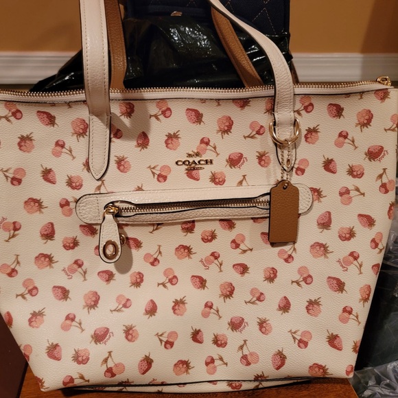 Coach Beige and Pink Floral Tote